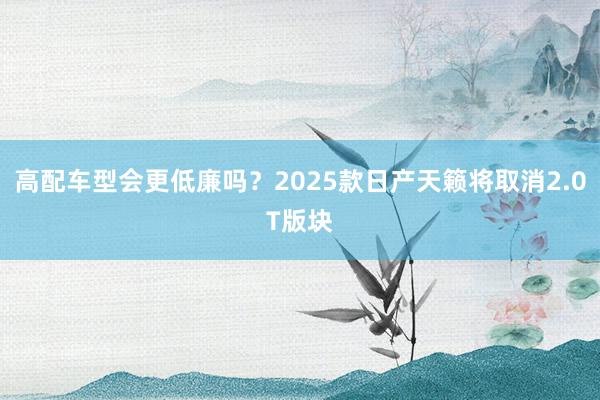 高配车型会更低廉吗？2025款日产天籁将取消2.0T版块