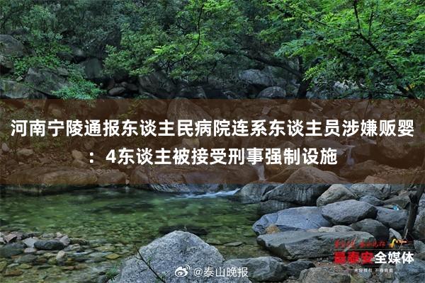 河南宁陵通报东谈主民病院连系东谈主员涉嫌贩婴：4东谈主被接受刑事强制设施