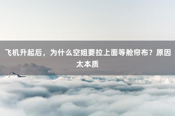 飞机升起后，为什么空姐要拉上面等舱帘布？原因太本质